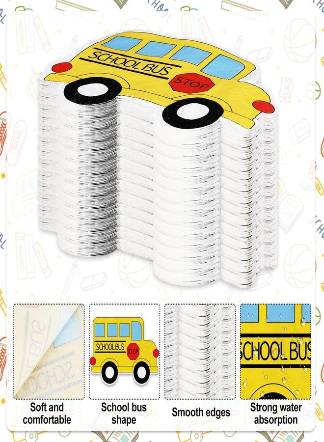 Whaline 100Pcs Back to School Paper Napkin Yellow School Bus Disposable Napkins School Season Luncheon Dinner Napkin for First Day of School Party Supplies - Image 3